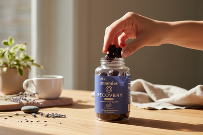 Person taking Recovery gummies