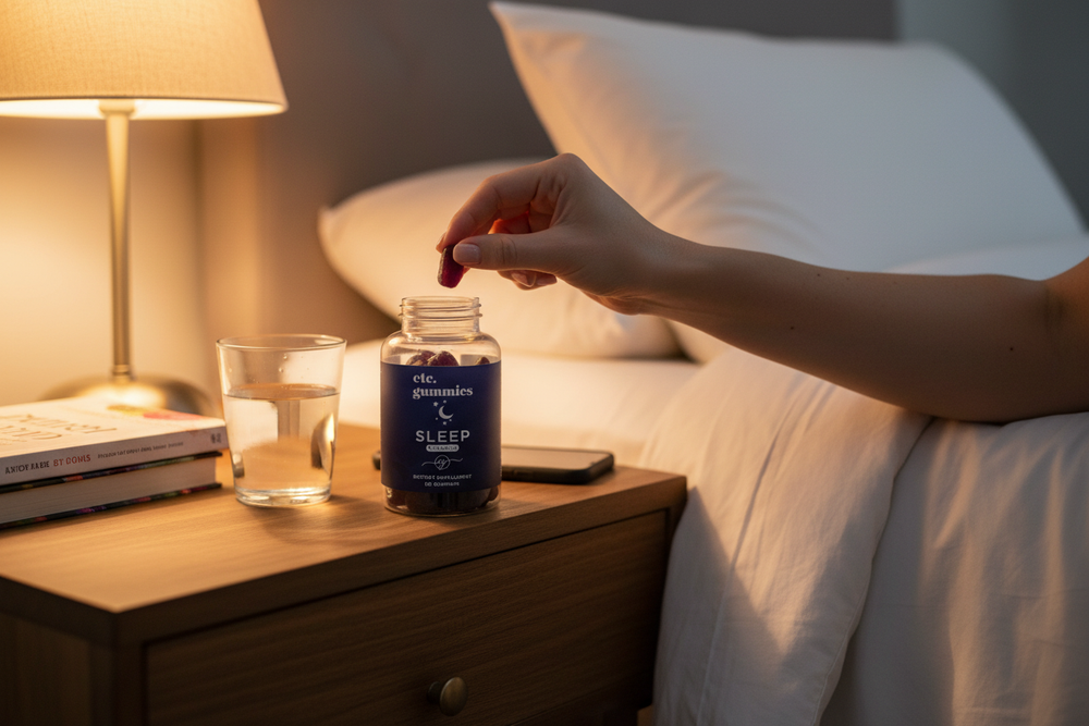 Realistic sleep gummy lifestyle photo